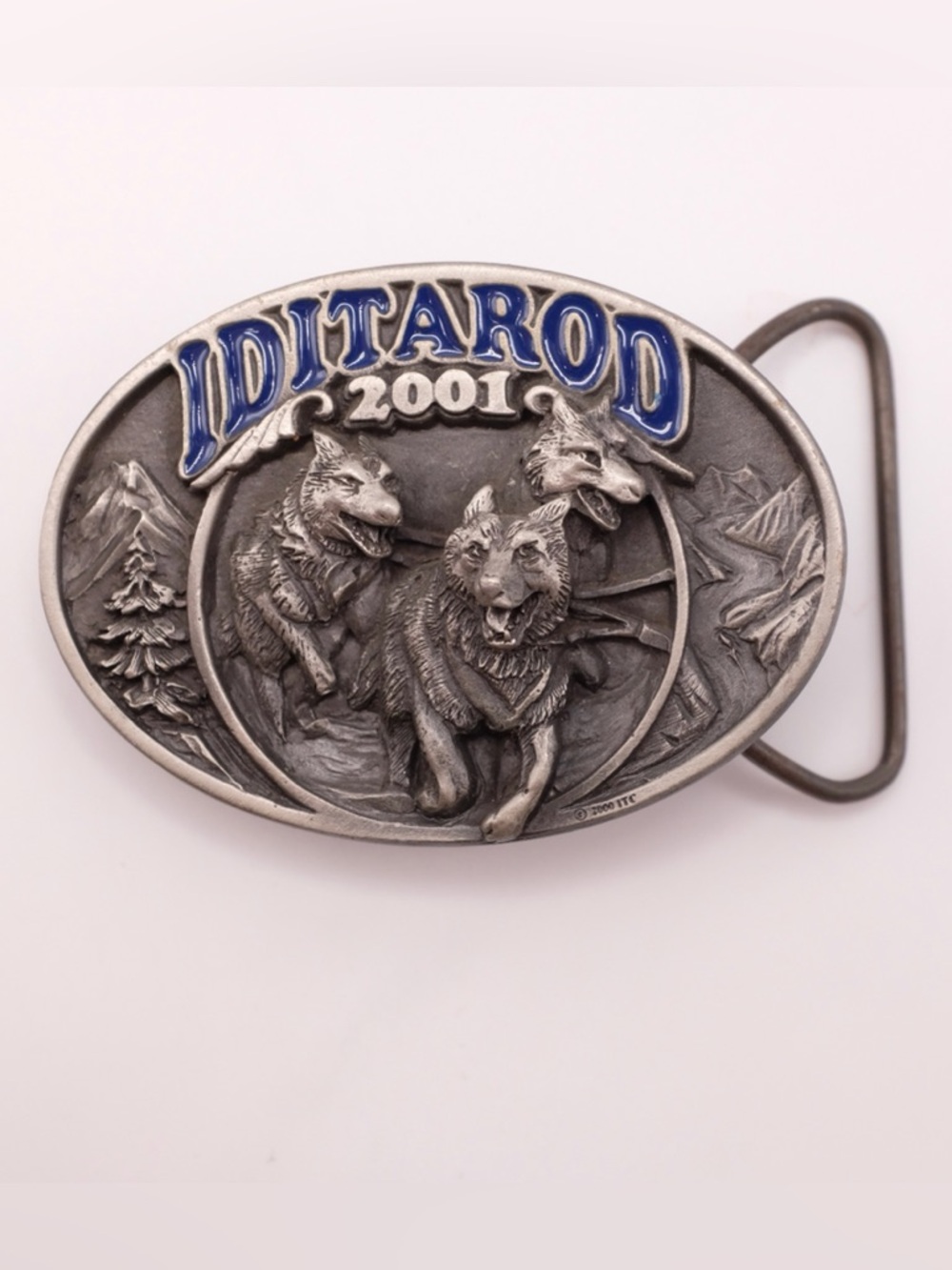 2001 Iditarod Dog Sled Mushing Race Alaska Vintage Belt Buckle